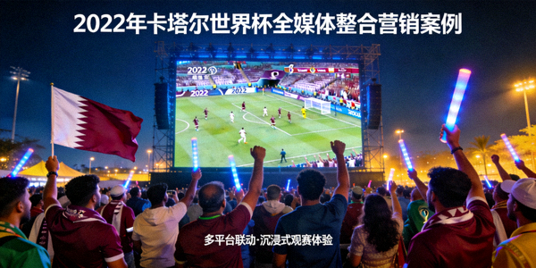 2022年卡塔尔世界杯全媒体整合营销案例 - 球迷在大型屏幕前观看比赛